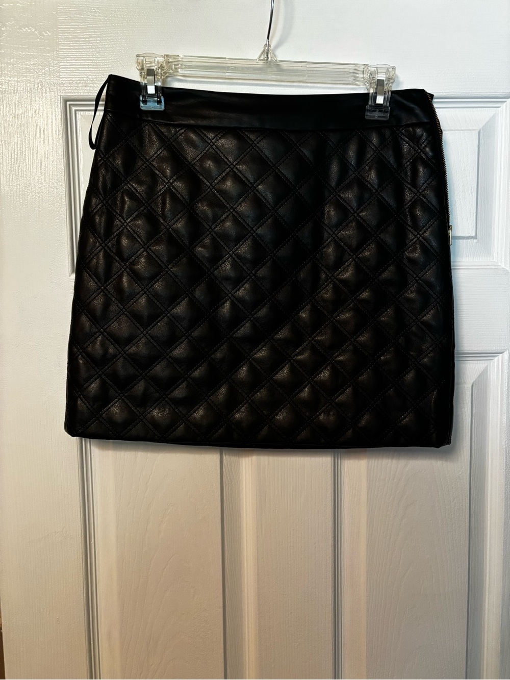 Banana Republic Black Quilted Vegan Leather Mini Skirt
